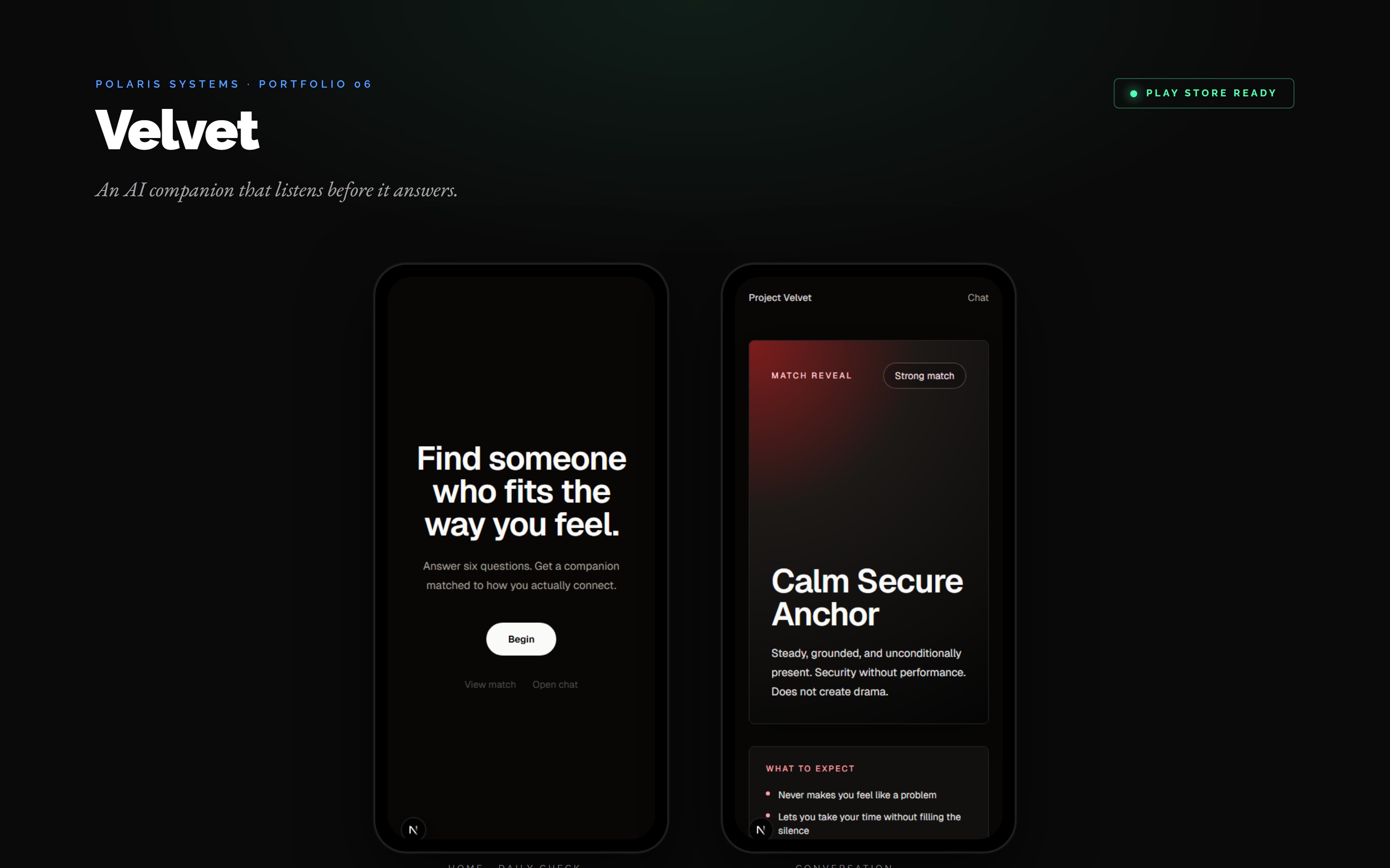 Velvet AI emotional companion app